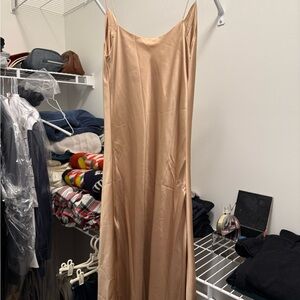Elegant Tan Maxi Dress Small